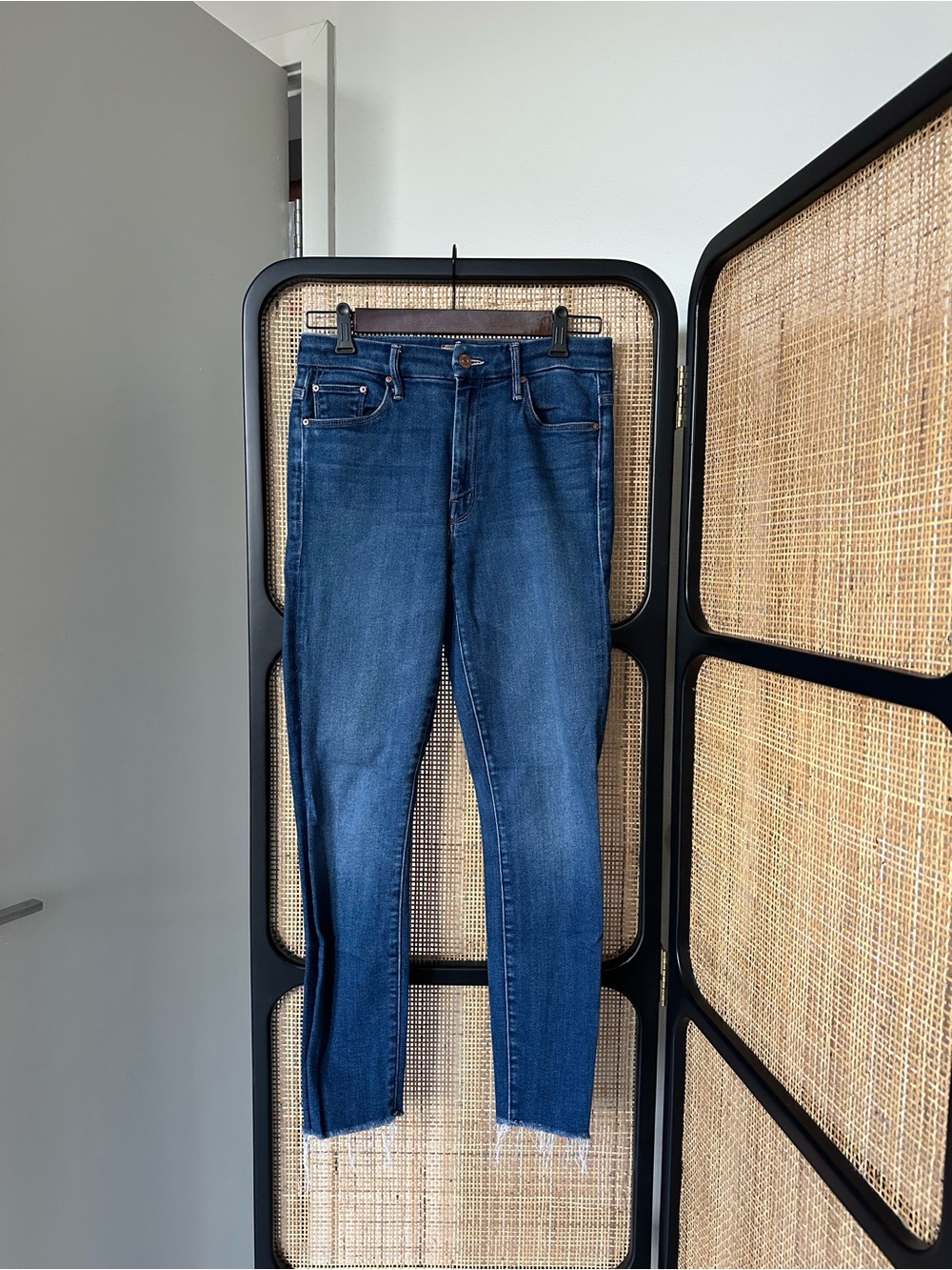 MOTHER High Waisted Looker Ankle Fray